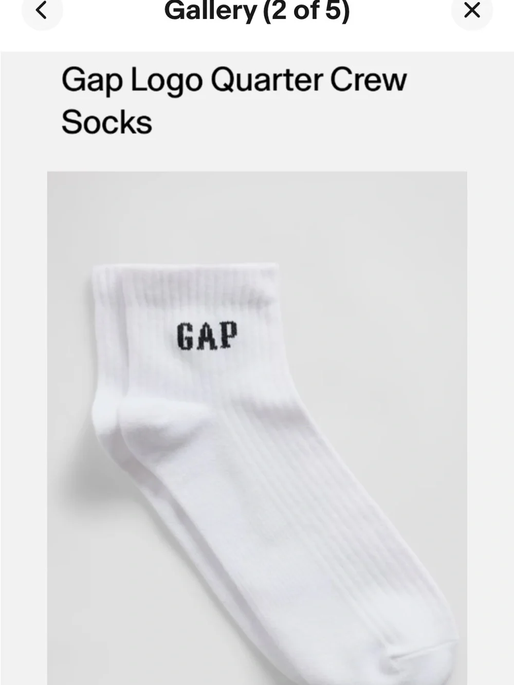 GAP White Quarter Crew Athletic Socks with Logo - 2 Pairs Size Small NEW!